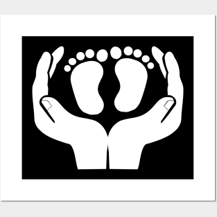 Hands holding baby feet silhouette Posters and Art